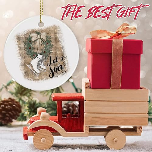 Miniatura 2 de Let it Snow - Adornos de Navidad de patines de hielo 2023, divertido adorno de árbol de Navidad, regalos de recuerdo de cerámica 2023