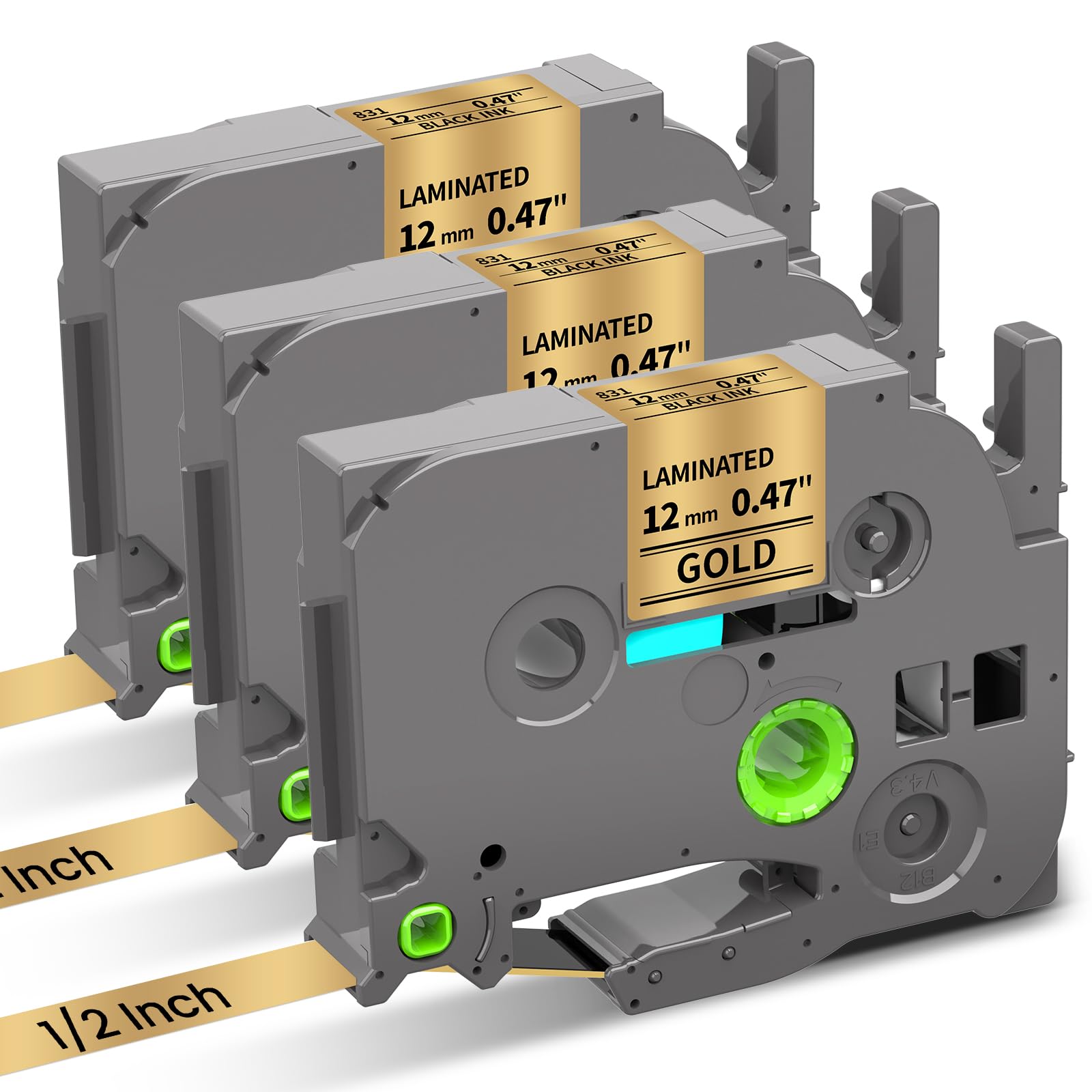Gold Label Tape Replacement for Brother P-Touch Label Maker Tape TZe-831