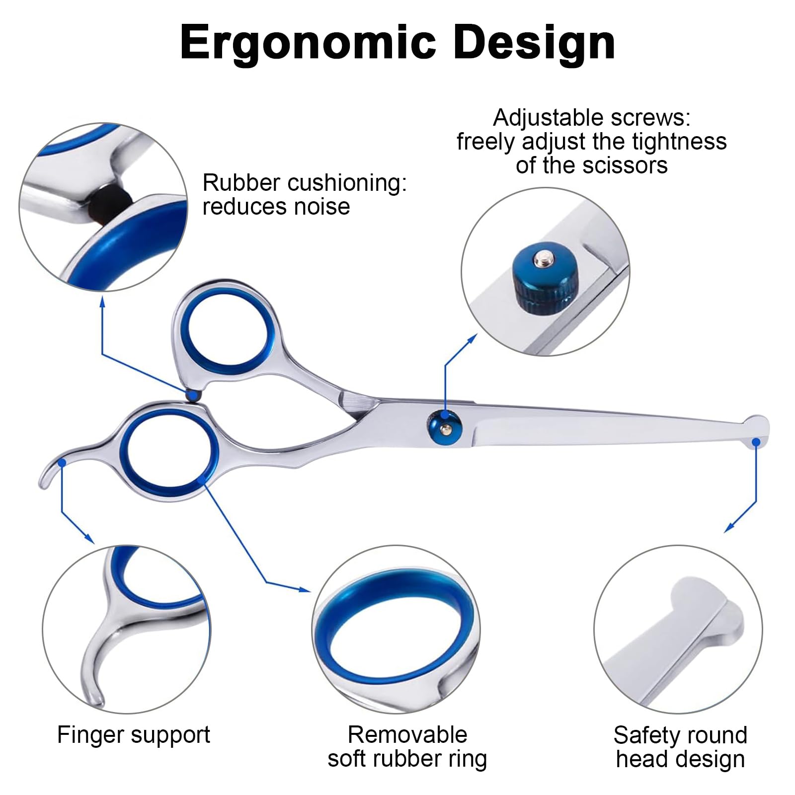 Kit De Tijeras De Peluquería Canina 5 En 1, Tijeras Profesionales Para