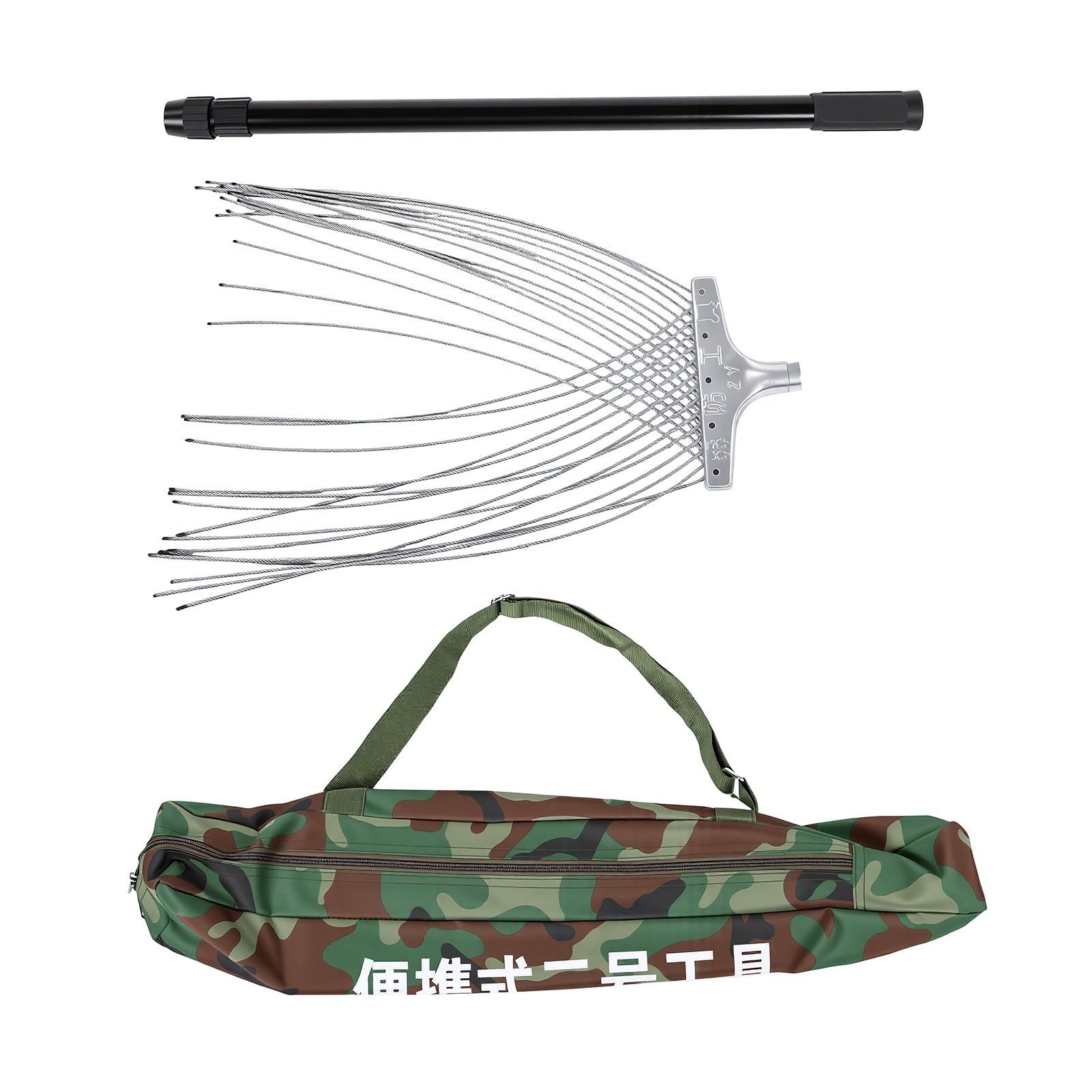 Luocute Fregona para Extintor, Poste Telescópico de 130 Cm | Acero inoxidable, con bolsa de almacenamiento, para extinción de incendios de pastizales forestales