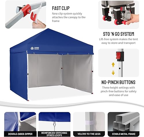 Miniatura 21 de CROWN SHADES Tienda de campaña desplegable con toldo instantáneo comercial de 10 x 10 pulgadas con bloqueo central
