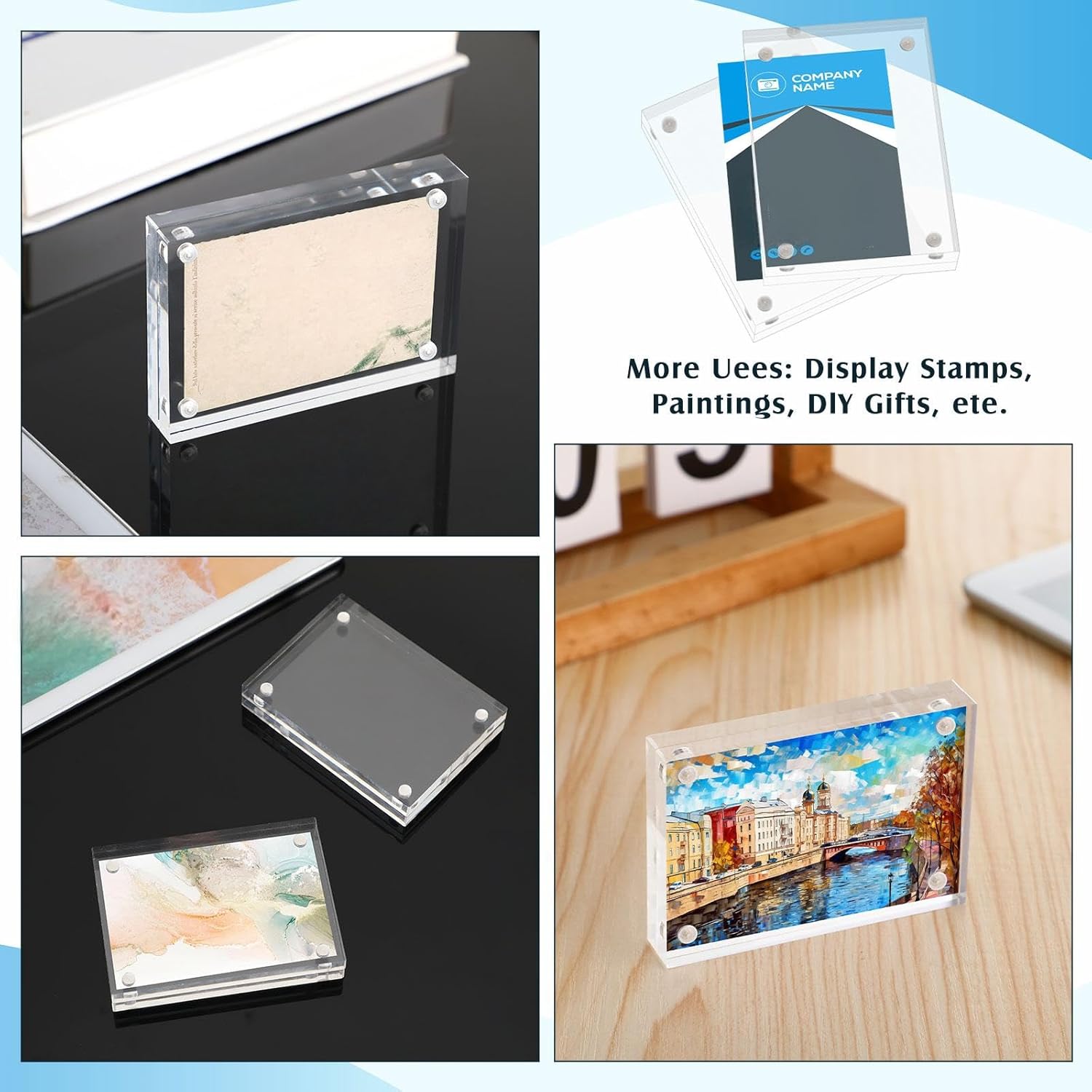 Kigley 48 Pcs 2.5 x 3.5 Inch Mini Acrylic Picture Frames, Clear Acrylic Photo Business Card Frame Desktop Display Double Sided Wallet Size Frame Freestanding Frames for Film Photos Cards Stamp