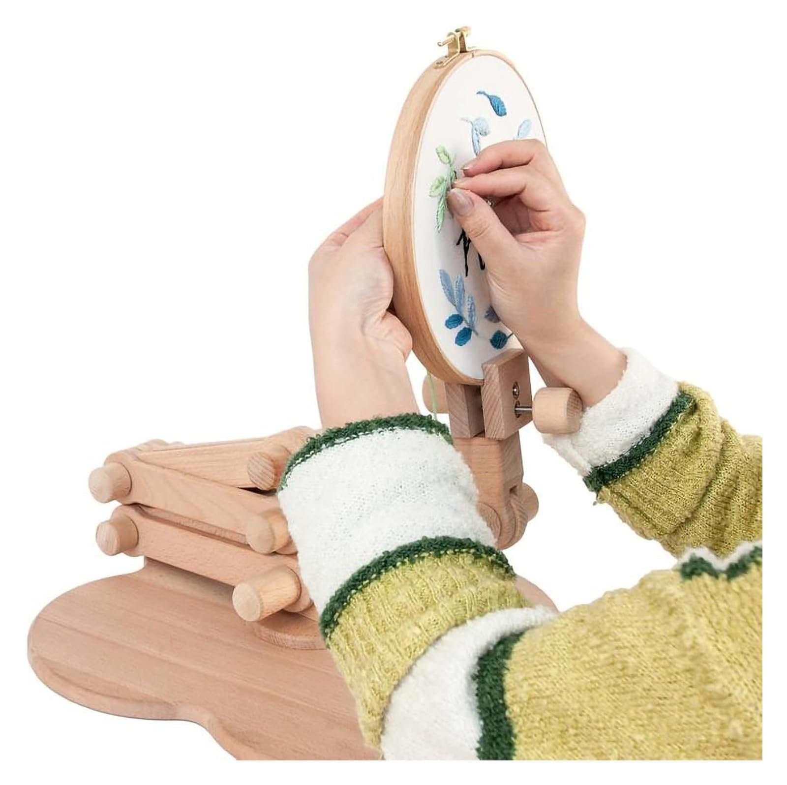 Stickständer, einziehbarer, klappbarer Stickrahmen + Stickrahmen, Kreuzstichrahmen aus Holz, bodenstehender Kreuzstichrahmen aus Holz