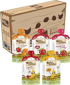 Natuzinho, Papinha Orgânica para Bebê, Kit com 5 Sabores (1 unidade de cada), Sem Açúcar, Aditivos ou Conservantes, Ideal para Introdução Alimentar, 99g cada