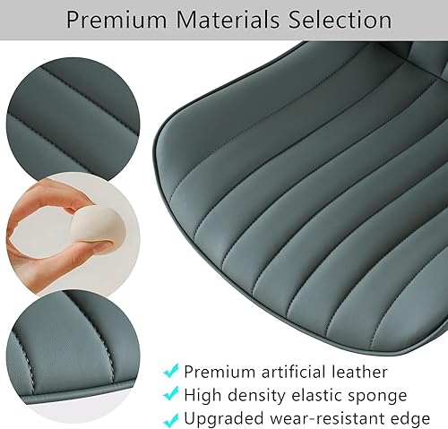 Miniatura 8 de YOUNIKE Silla de oficina giratoria con ruedas, tapizada de piel sintética en altura ajustable, respaldo ergonómico moderno sin brazos, color verde