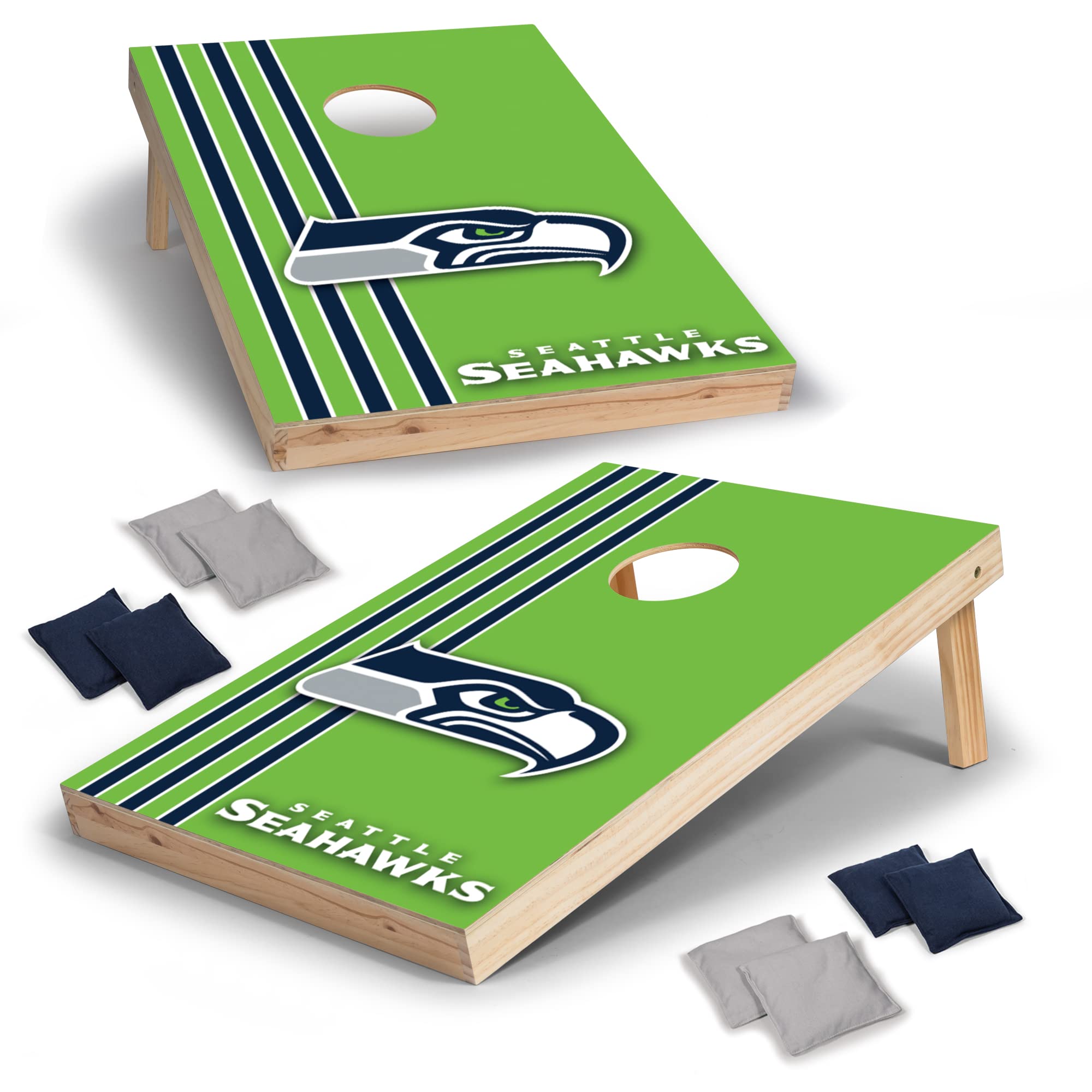 NFL 2' x 3' Solid Wood Cornhole Set with Direct Print HD Team Graphics – Great Gift for Any Football Fan! Bean Bag Toss Family Outdoor Games