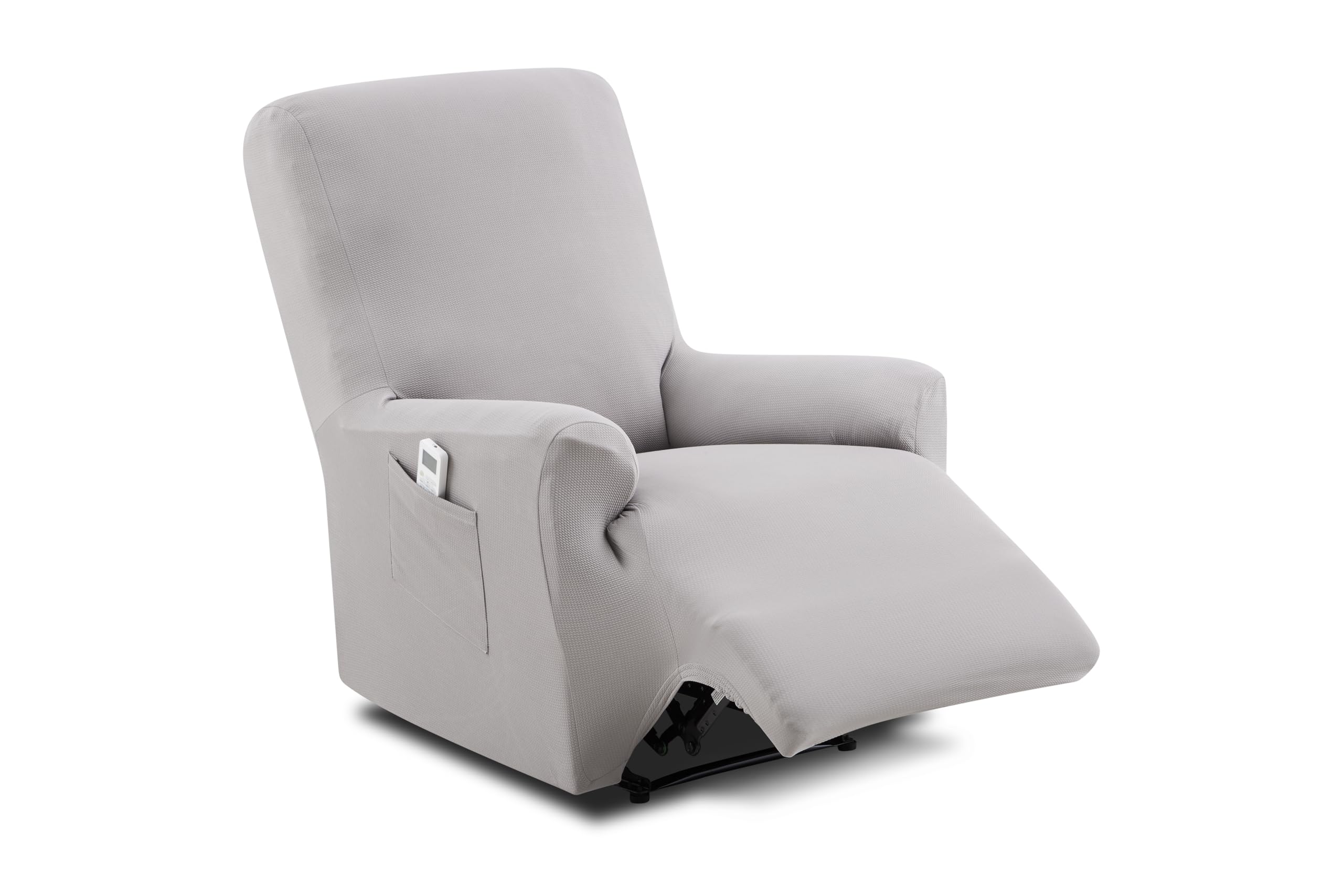 Textilhome Relaxsessel Bezug 1-Sitzer Jacquard Stretchhusse für Relaxsessel, Elastischer Relaxsesselbezug & Überzug, Sesselschoner Waschbar, Hellgrau 70–100 cm