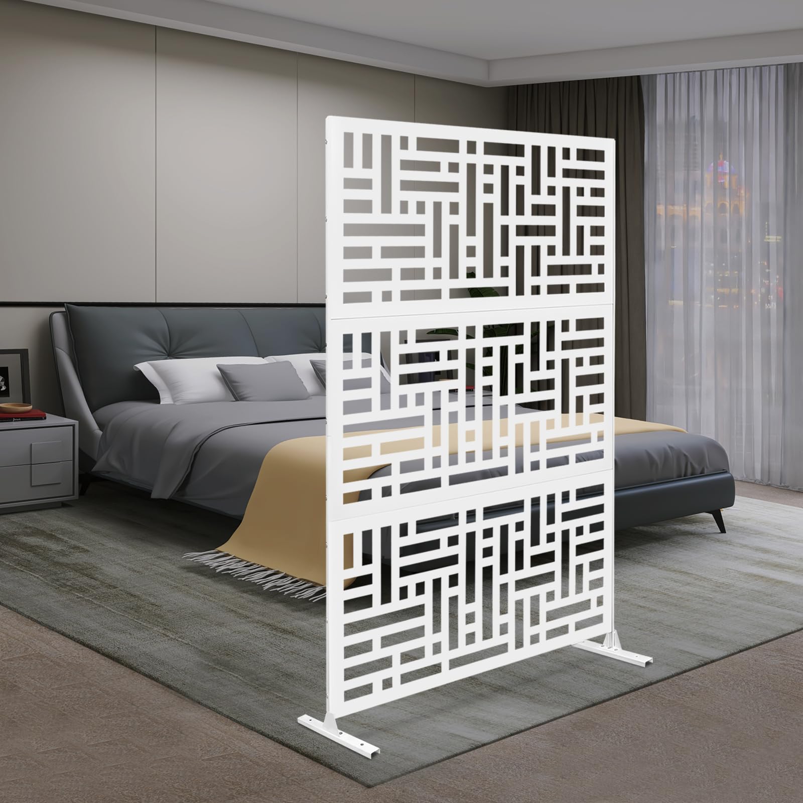 Paravent - Divisorio in metallo, per interni e giardino, divisorio decorativo autoportante, con supporto per balcone, terrazza, vasca idromassaggio, divisorio, 120 x 40 x 190 cm