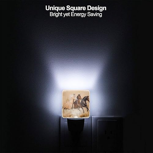 Miniatura 4 de Luces nocturnas de caballos enchufables en la pared para niños, sensor automático del atardecer al amanecer, luces nocturnas LED para decoración de