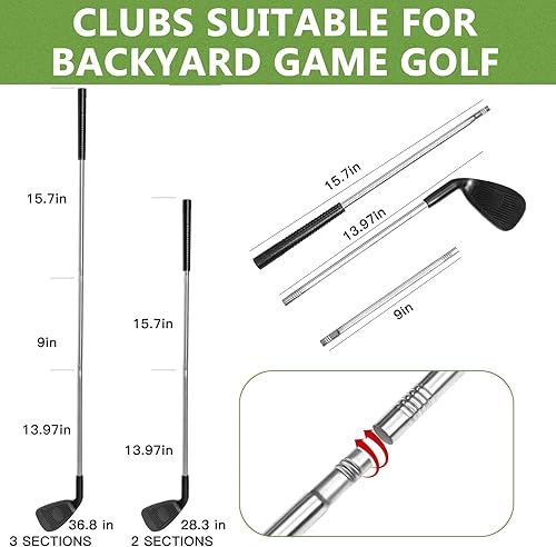 Miniatura 4 de SJEhome Juego de golf para patio trasero, 2 palos y 5 pelotas, adecuado para 963 hoyos, juego de golf, práctica de patio, regalos de golf en