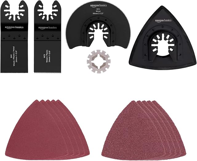 Amazon Basics Metal Wood Oscillating Multi-Tool Quick Release Saw Blades, 15 Pieces