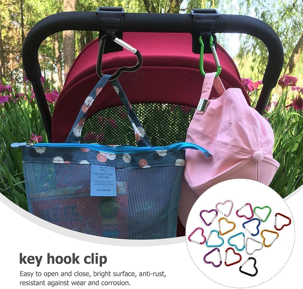 Carabiner Clip, Heart Shaped Climbing Buckle, Aluminum Alloy Heavy Duty Keyring Hook for Camping Fishing Hiking Traveling Aluminum Key Chain Clip Accessories - Image 2