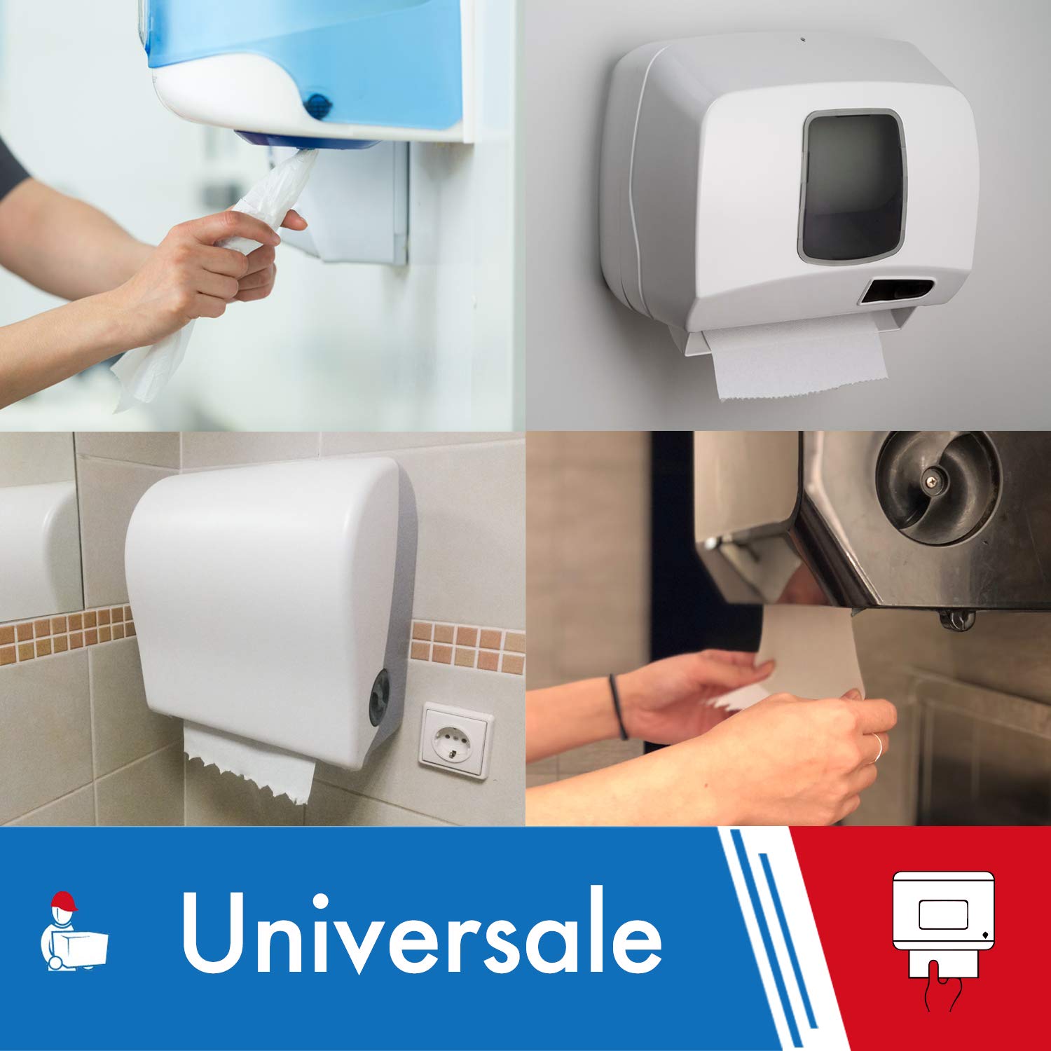 IMBALLAGGI 2000 - Rollos de Papel para Secado Industrial - 800 Tiras - Ideal para Uso alimentario y Compatible con dispensador - x Rollos