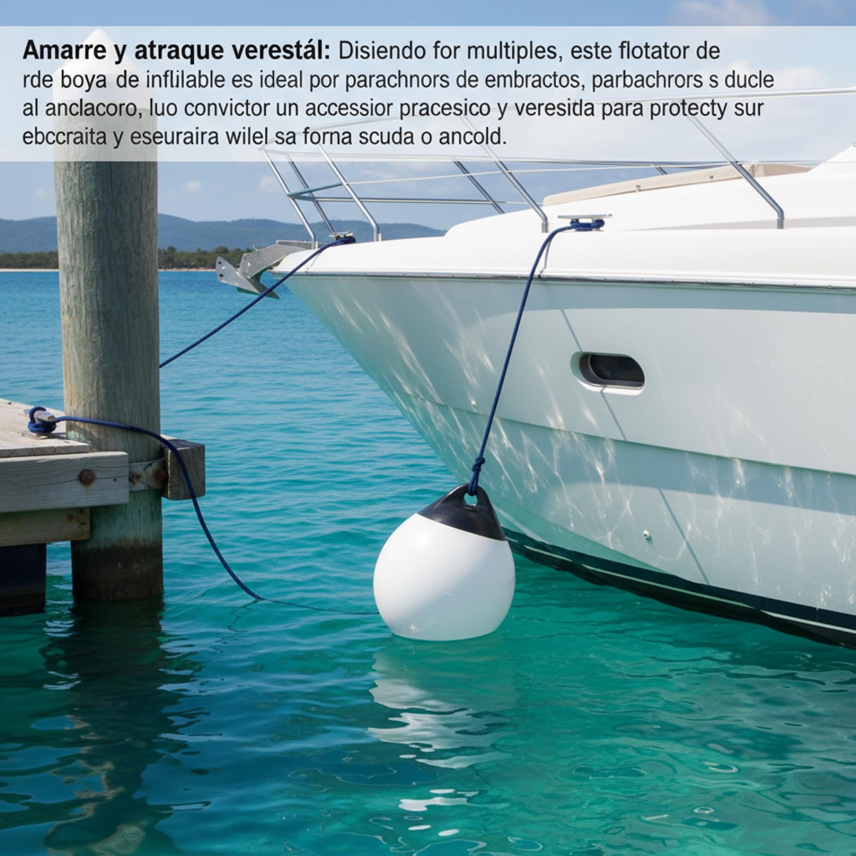 Bouée de Bateau, bouée d'amarrage de 8 kg pour Un amarrage sécurisé, Pare-Chocs gonflables en PVC Haute résistance (Blanc), Flotteur, bouées, Pare-Chocs