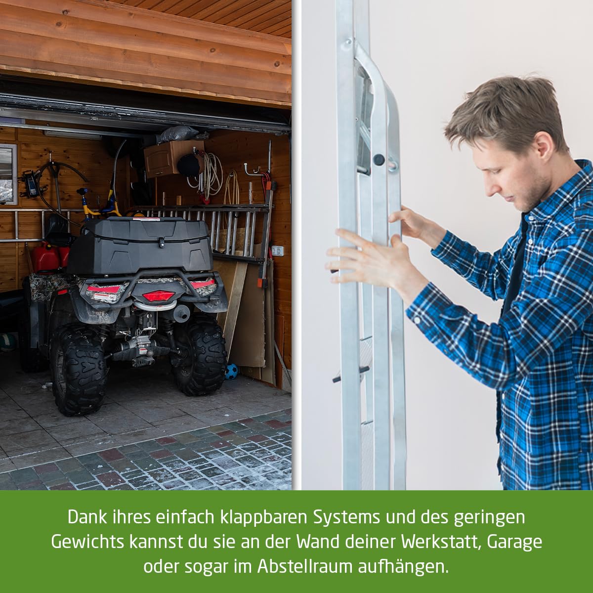 Amig - Teleskopleiter mit 4 Stufen | Aluminium | Maße der kleinen Schritte: 28x8 cm | Maße der großen Stufe: 25x25x28 cm | Heimgebrauch | Maximale Belastung 150 kg