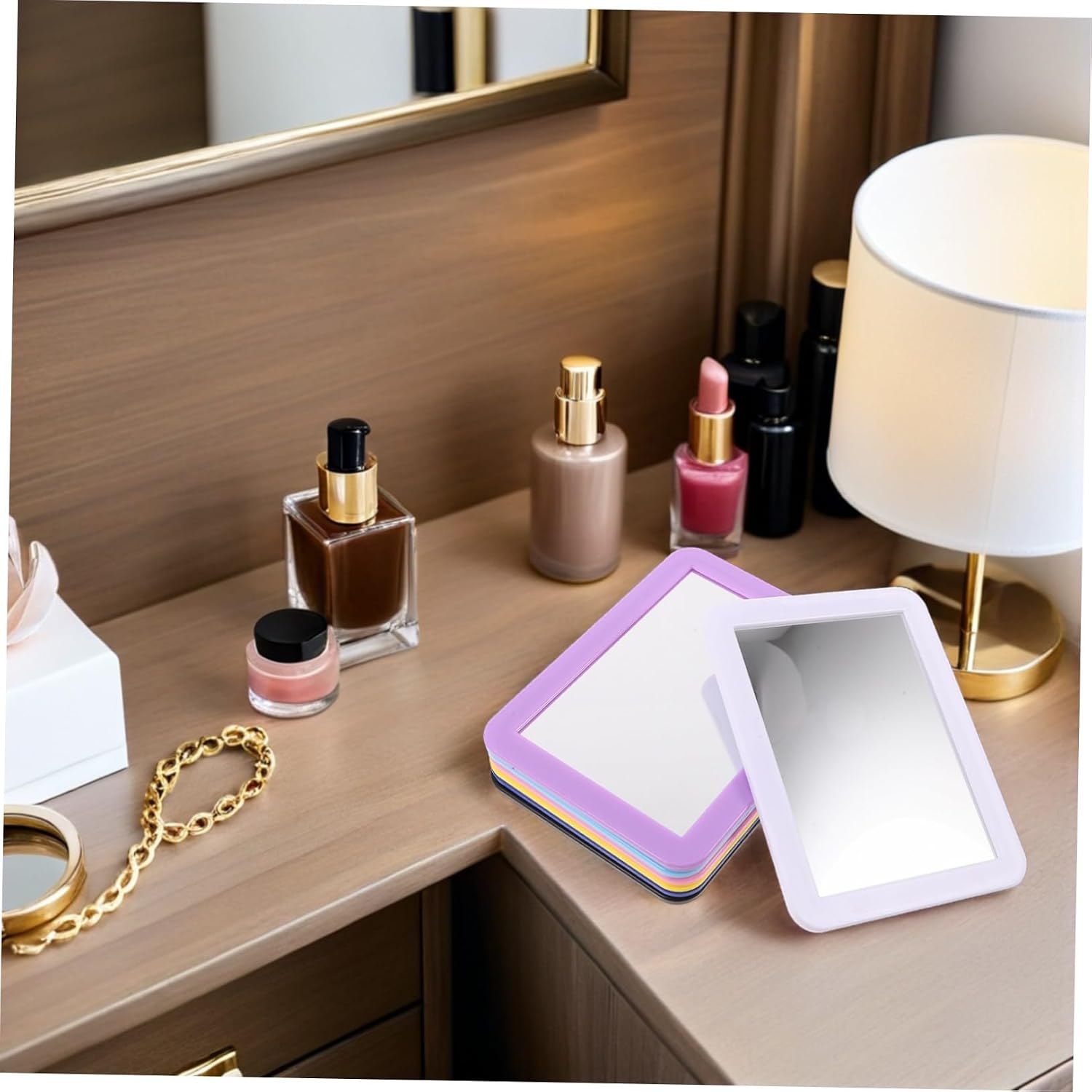 7pcs Lightweight Magnetic Mirror Set and Students, Shatterproof Rectangular Mirrors with Smooth Rounded Corners, for Lockers and Bedrooms, Plastic and Glass Material