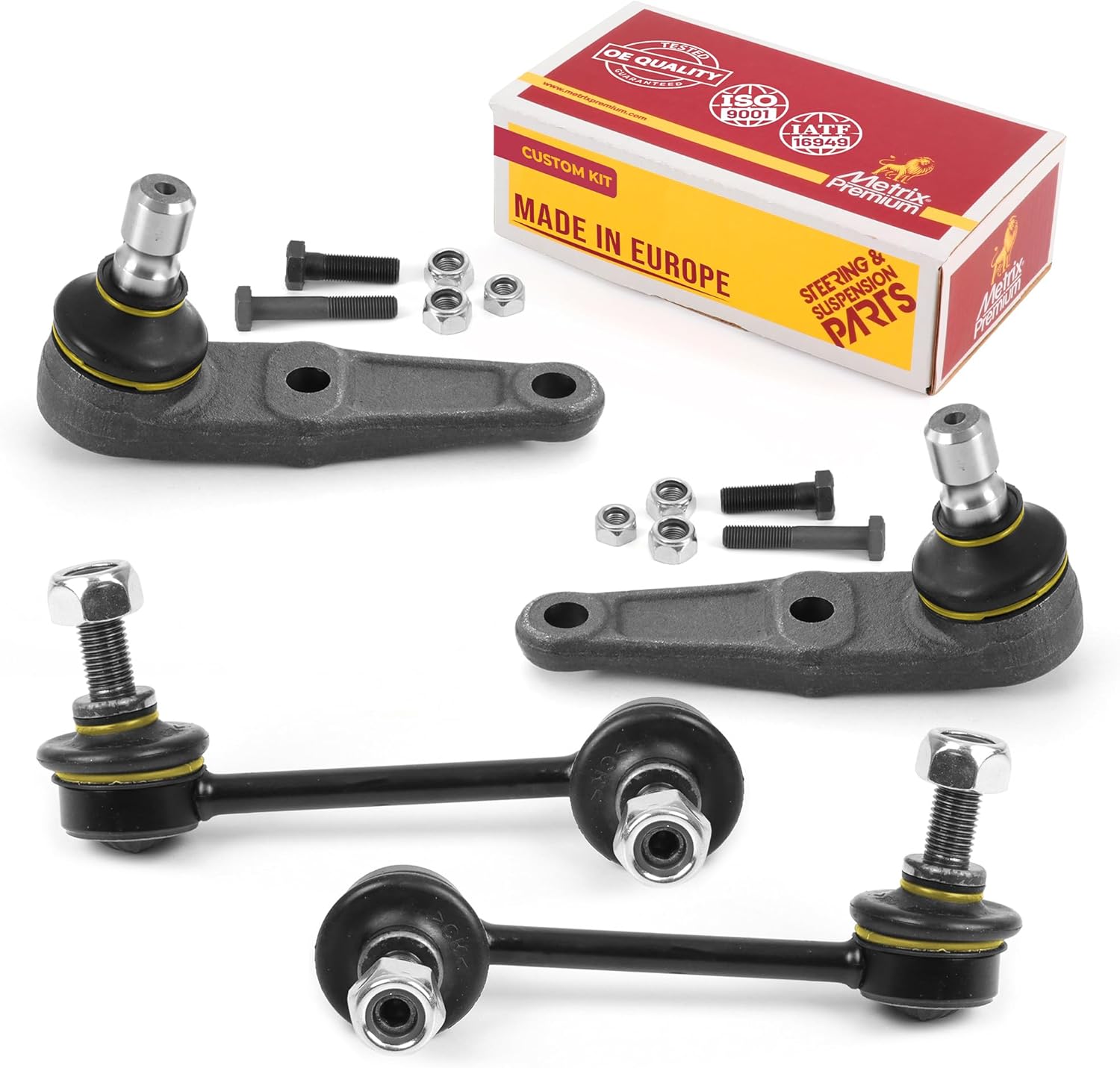 Metrix Premium Chassis Parts - 4 PC Front Sway Bar Stabilizer End Link & Lower Ball Joint Kit Fits 1995 Mazda 323, 1995-1998 Mazda Protege, Replacement K80157, K80158, K8773, Made in Europe