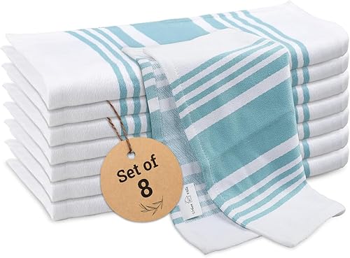 Urban Villa Cotton Dish Cloth Set of 8, Highly Absorbent Super Soft Quick Drying 12x12 Inch Dish Cloths for Kitchen Cleaning & Drying Dishes Mitered