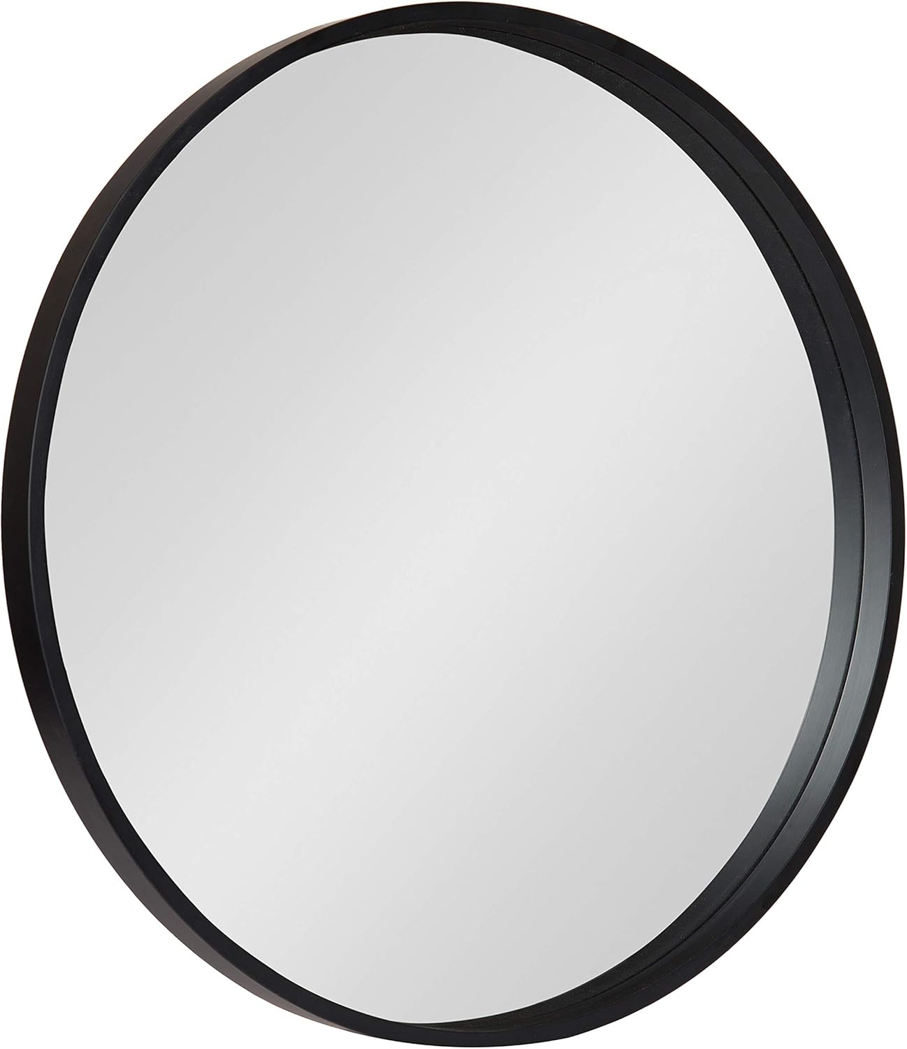 Kate and Laurel Travis Round Wood Wall Mirror, 25.6" Diameter, Black, Modern Wall Décor Accent Black 25.6" Diameter
