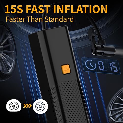 Miniatura 3 de Compresor de aire portátil para inflador de neumáticos, bomba de aire para neumáticos de automóvil con medidor de presión de neumáticos, para