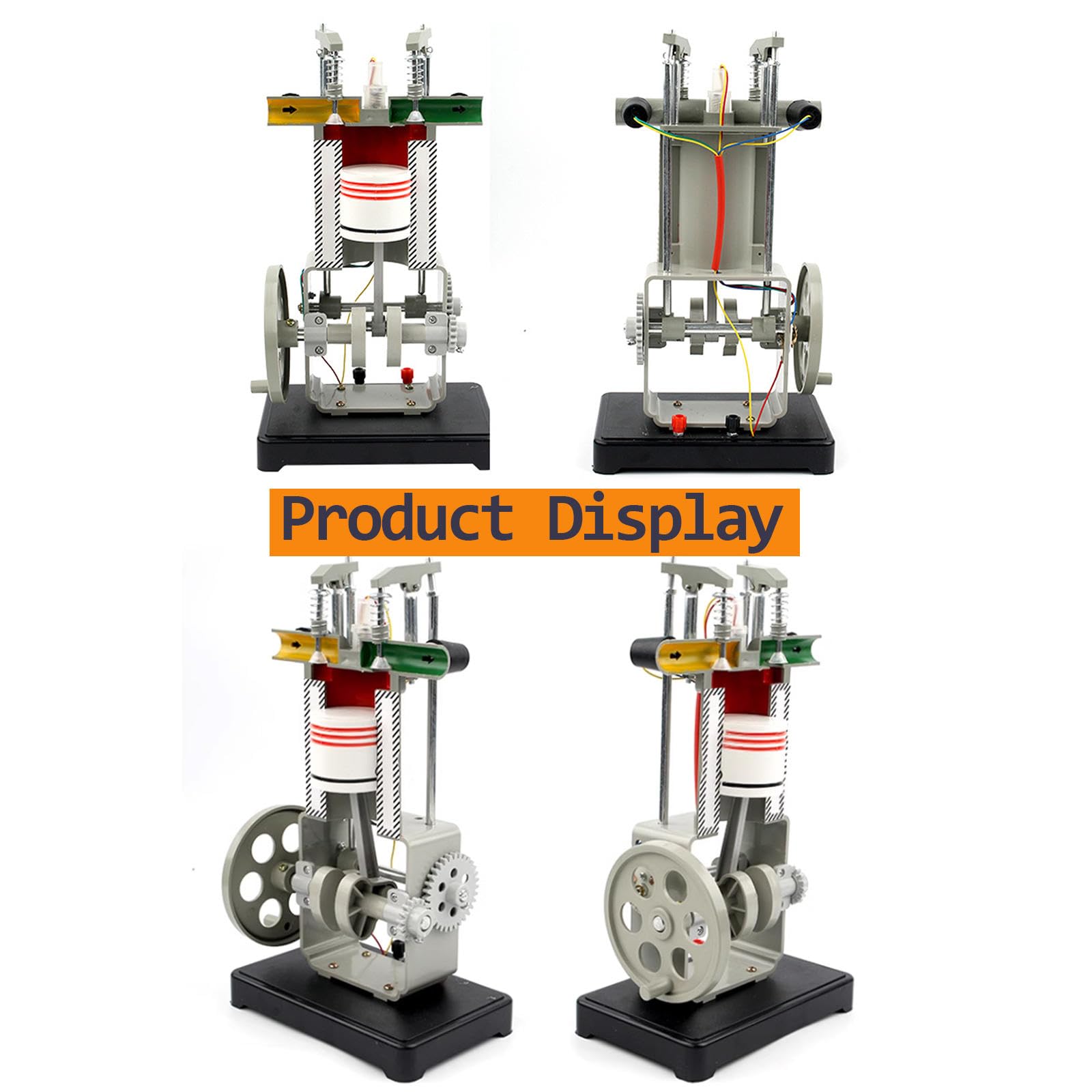 Mini 4-Stroke Gasoline Engine Model - Physics Teaching Tool, Pre-Assembled, Battery Or Manual Operation