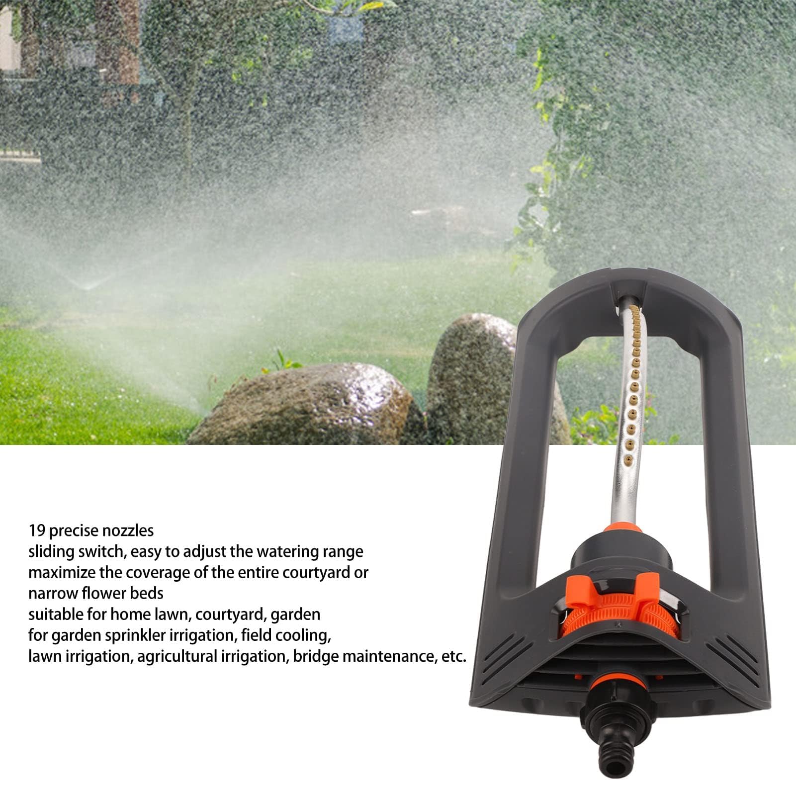Irrigatore Oscillante Automatico per Prato, 19 Fori 4 Modalità, Irrigazione Giardino Domestico Agricola