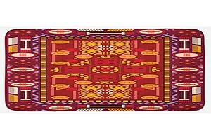 Ambesonne Afghan Plush Kitchen Mat - 47" x 19" - Multicolor