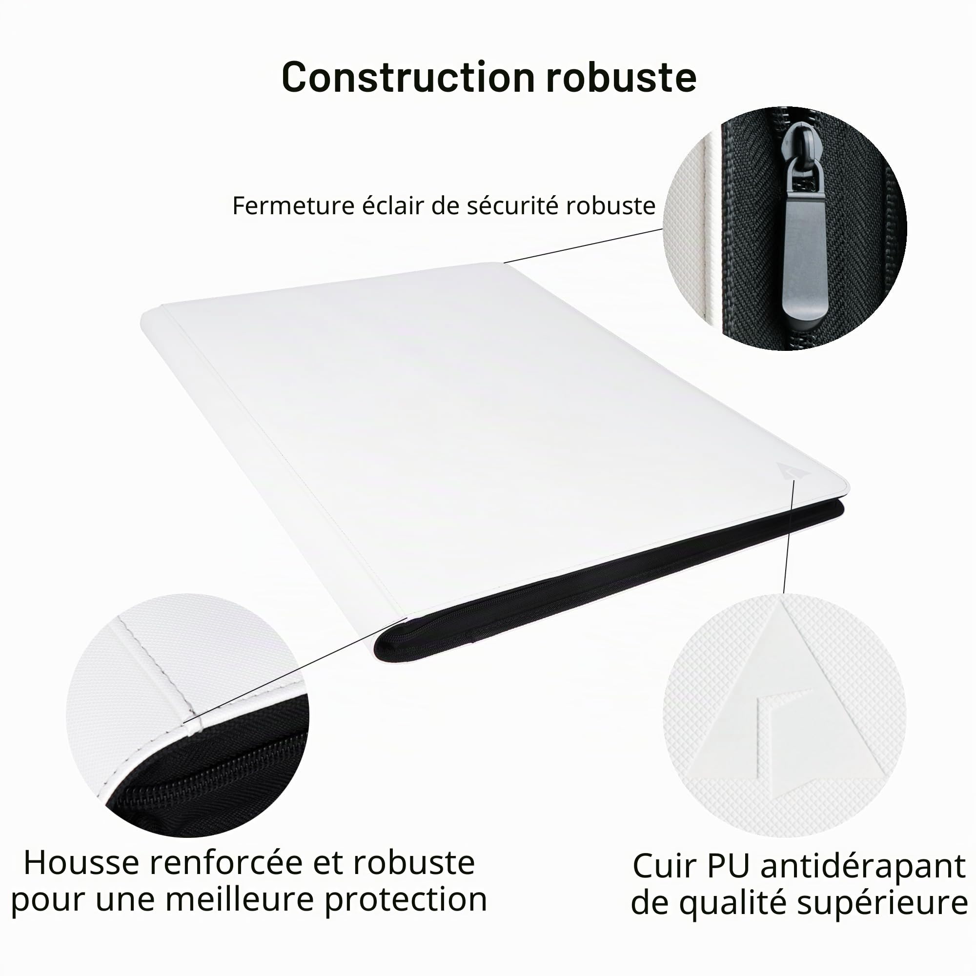 Rayvol UltraSonic-362304 Classeur à cartes à collectionner avec 2 300 pochettes à 36 pochettes et plus de 2 000 anneaux Blanc | Peut contenir jusqu'à 2 300 cartes à collectionner standard avec 36 poches latérales par page et fermeture éclair sécurisée