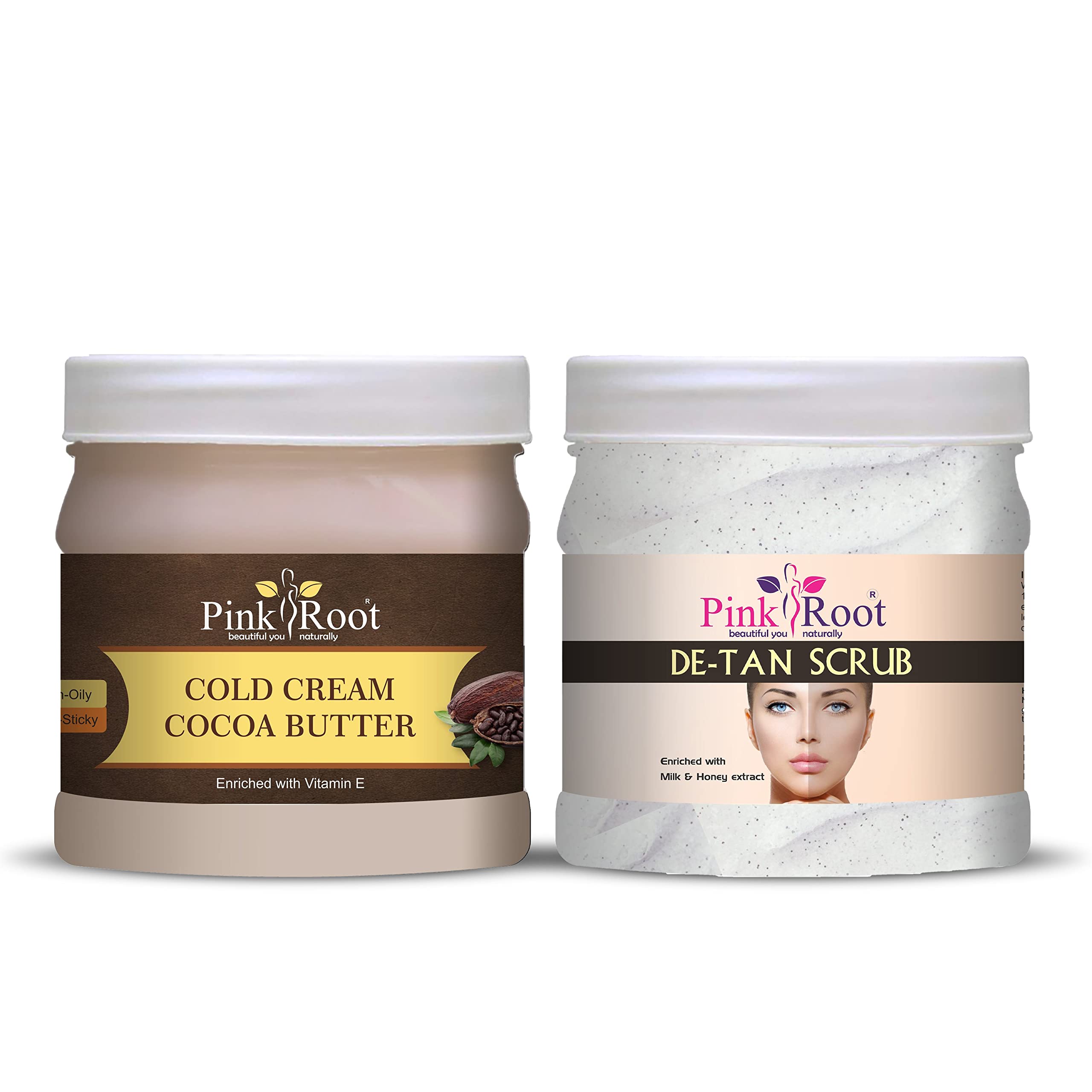 Pink Root Cocoa Butter Cold Cream 500gm with De-Tan Scrub 500gm-image-40