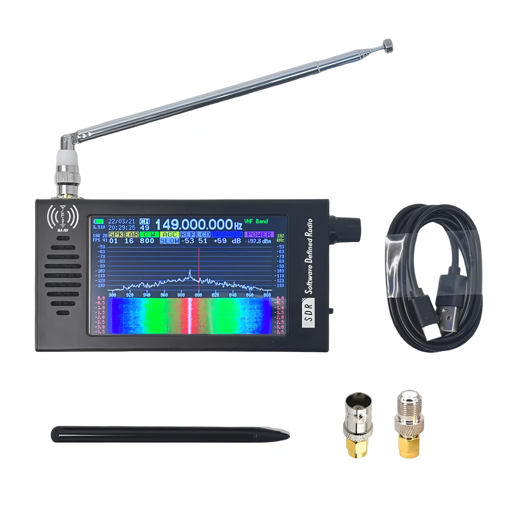 HTOOL SDR V5 Radio-Kurzwellen-DSP-Digital-FM-Radioempfänger, Transceiver SDR DSP Demodulation mit Farbdisplay (SDR V5)