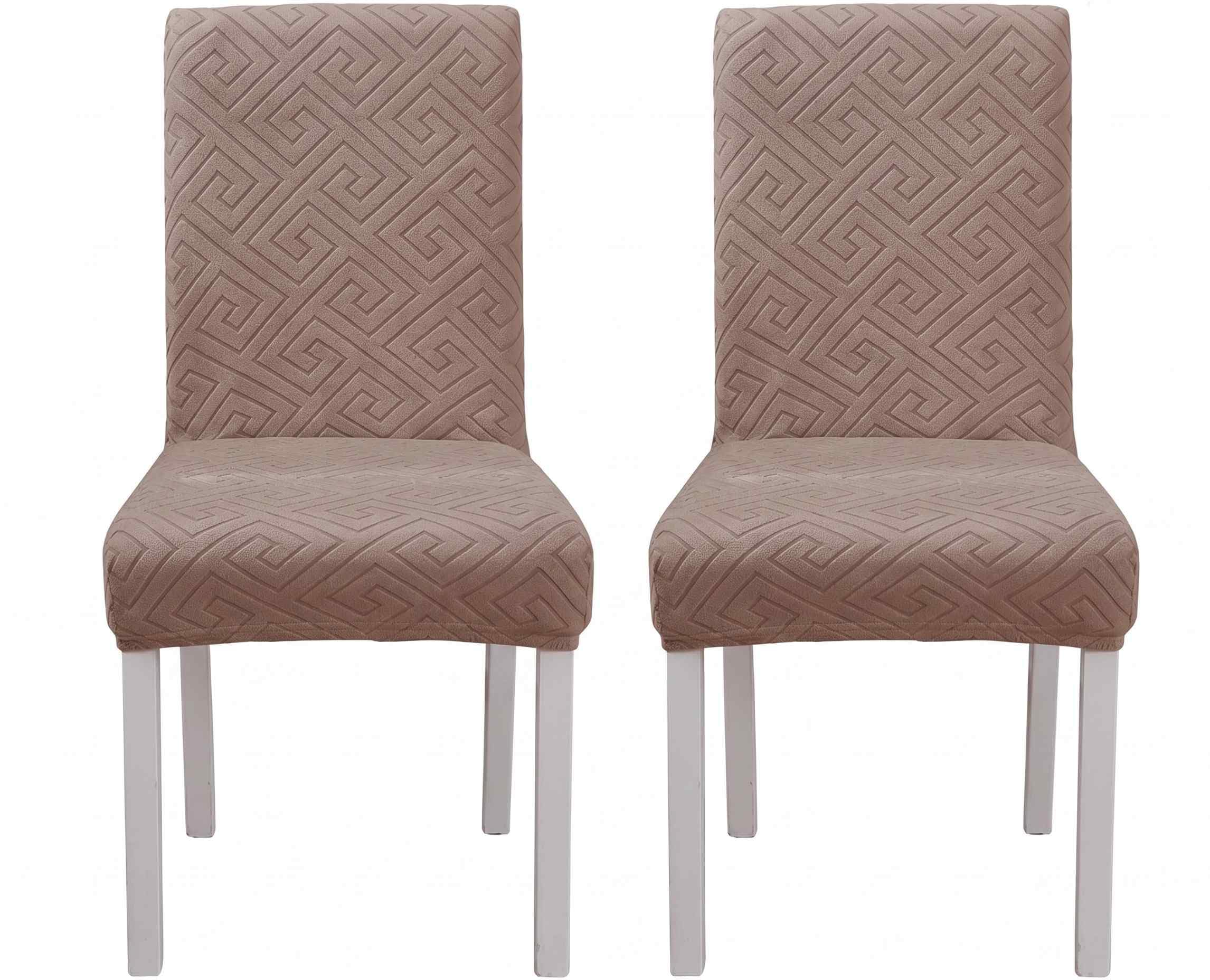 Styleys Elastic Chair Covers - 6 Pack Taupe -9