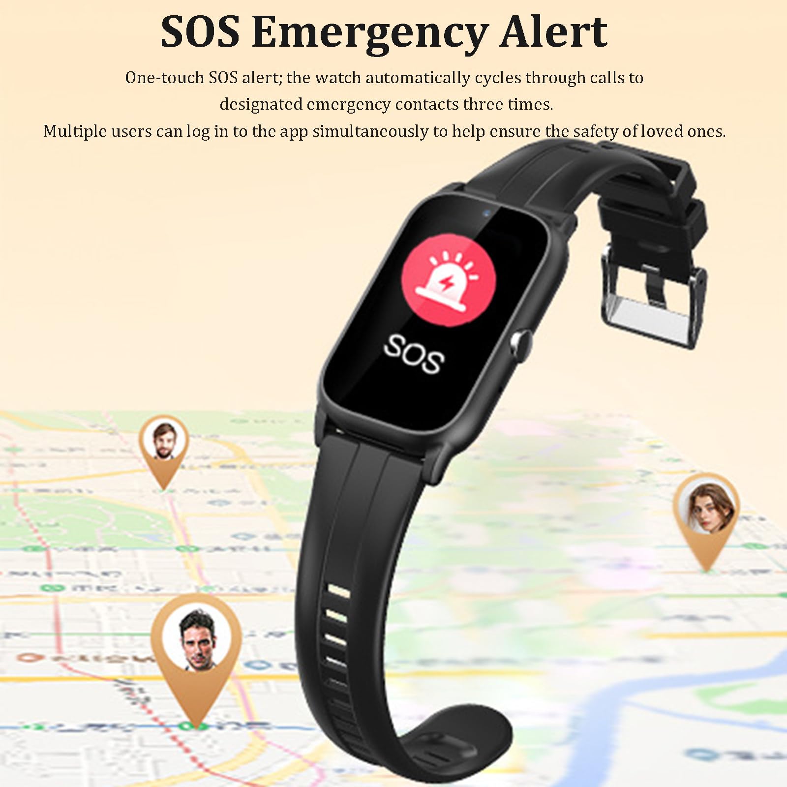 Smartwatch per Anziani con Rilevamento Cadute A | Localizzatore Gps E Chiamata Di Emergenza Sos,Monitoraggio Della Salute, Videochiamata HD, Sistema Di Sicurezza per Alzheimer