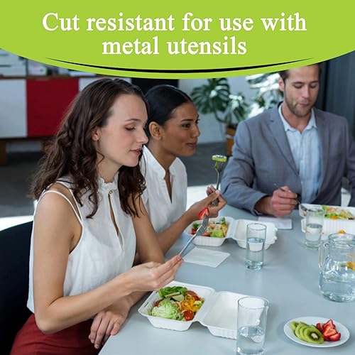 Miniatura 3 de three leaf Abrazadera de bagazo de 9 x 6 pulgadas, 1 compartimento, 200 unidades, resistente, súper fuerte, natural, ecológica, desechable, 100%