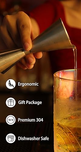 Miniatura 6 de Lexenic Jigger doble de 1 oz y 2 onzas con medidas precisas, herramienta de barra de jigger de acero inoxidable 304 de alta calidad para bartendding