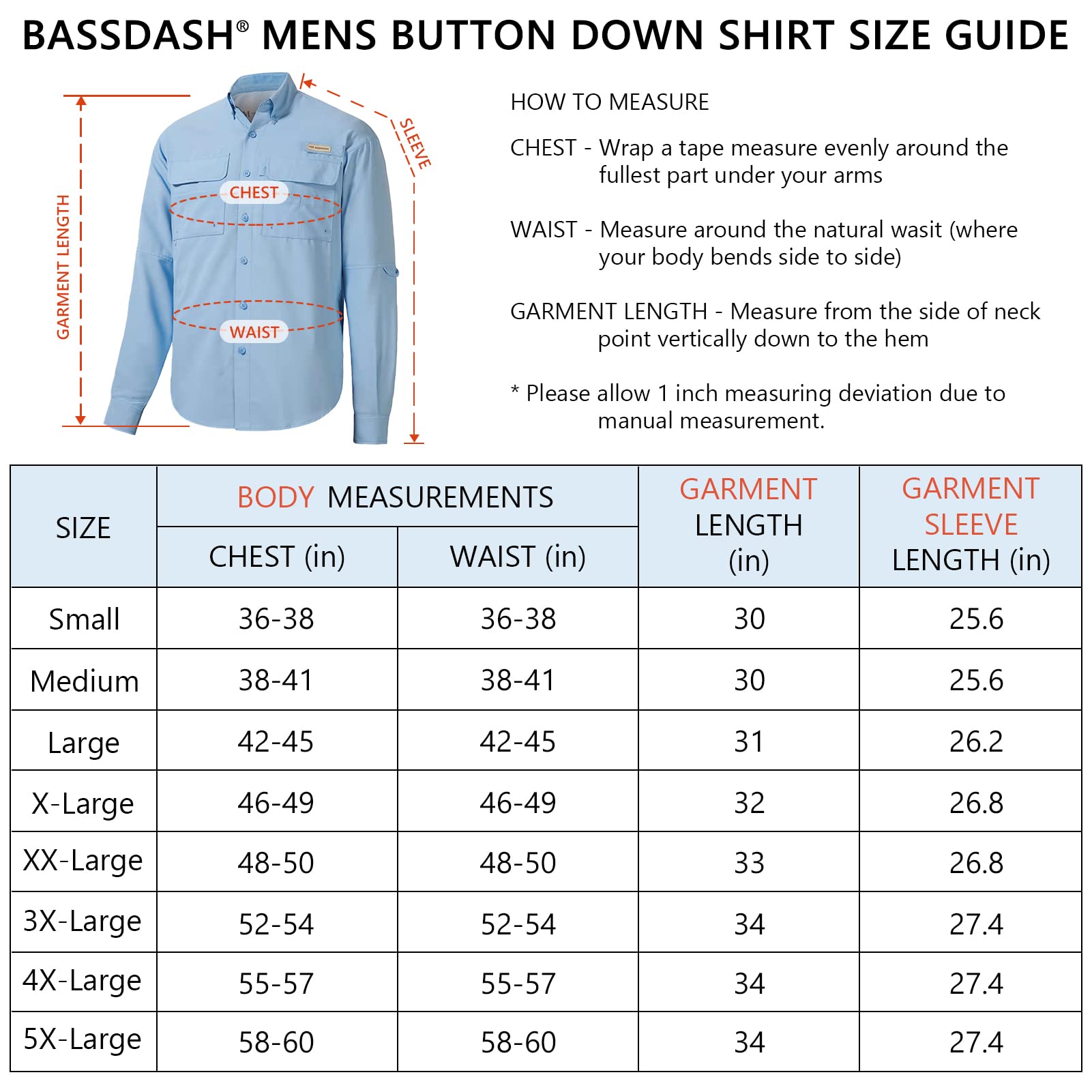 Bassdash Maglia da Pesca a Maniche Lunghe UPF 50 da Uomo con Bottoni Performance Quick Dry FS21M