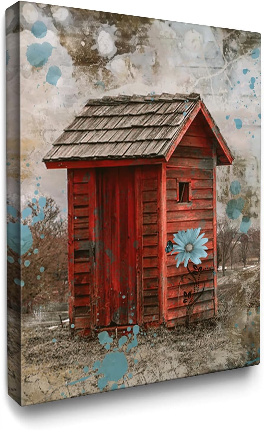 Luslya Brown Red Outhouse Wall Art Farmhouse Theme Outhouse
