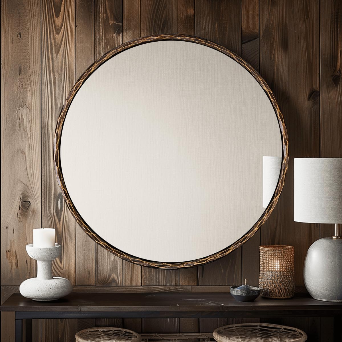 Photo 1 of ANDY STAR Hand-Forged Bronze Round Mirror, 36 Inch