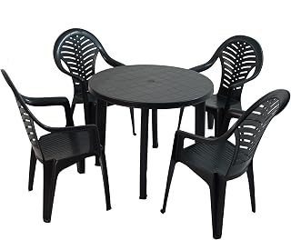 TRABELLA REVELLO Garden Table with PINETO Chair, Polypropylene, Anthracite, 89cm