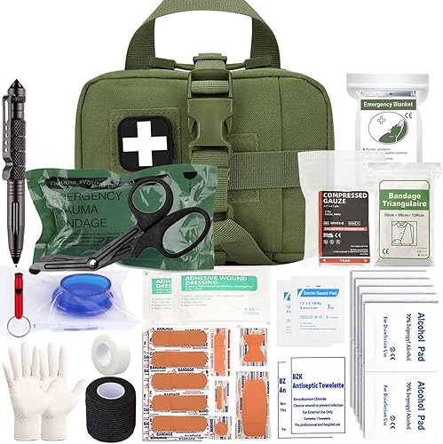 Ifak - Kit de repuesto para trauma, kit de trauma táctico de emergencia, primeros auxilios para detener el sangrado, kit de medicina Ifak para Verde