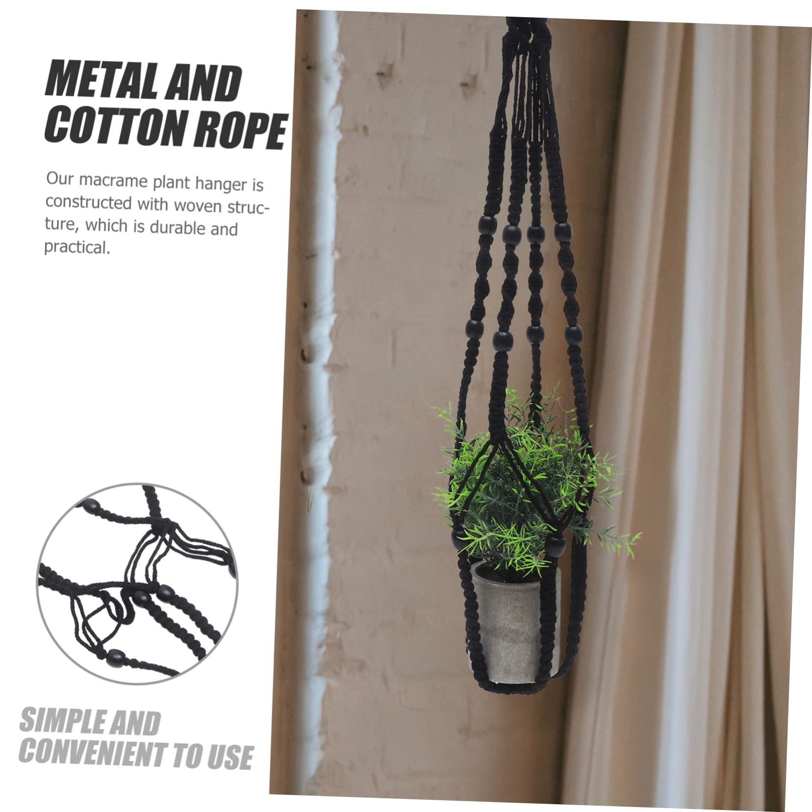Hemobllo 2pezzi Portavasi Sospeso in Macramè Appendino Per Piante Da Interno Cesto Per Piante in Corda Di Cotone Intrecciata Decorazione Per Soggiorno e Balcone