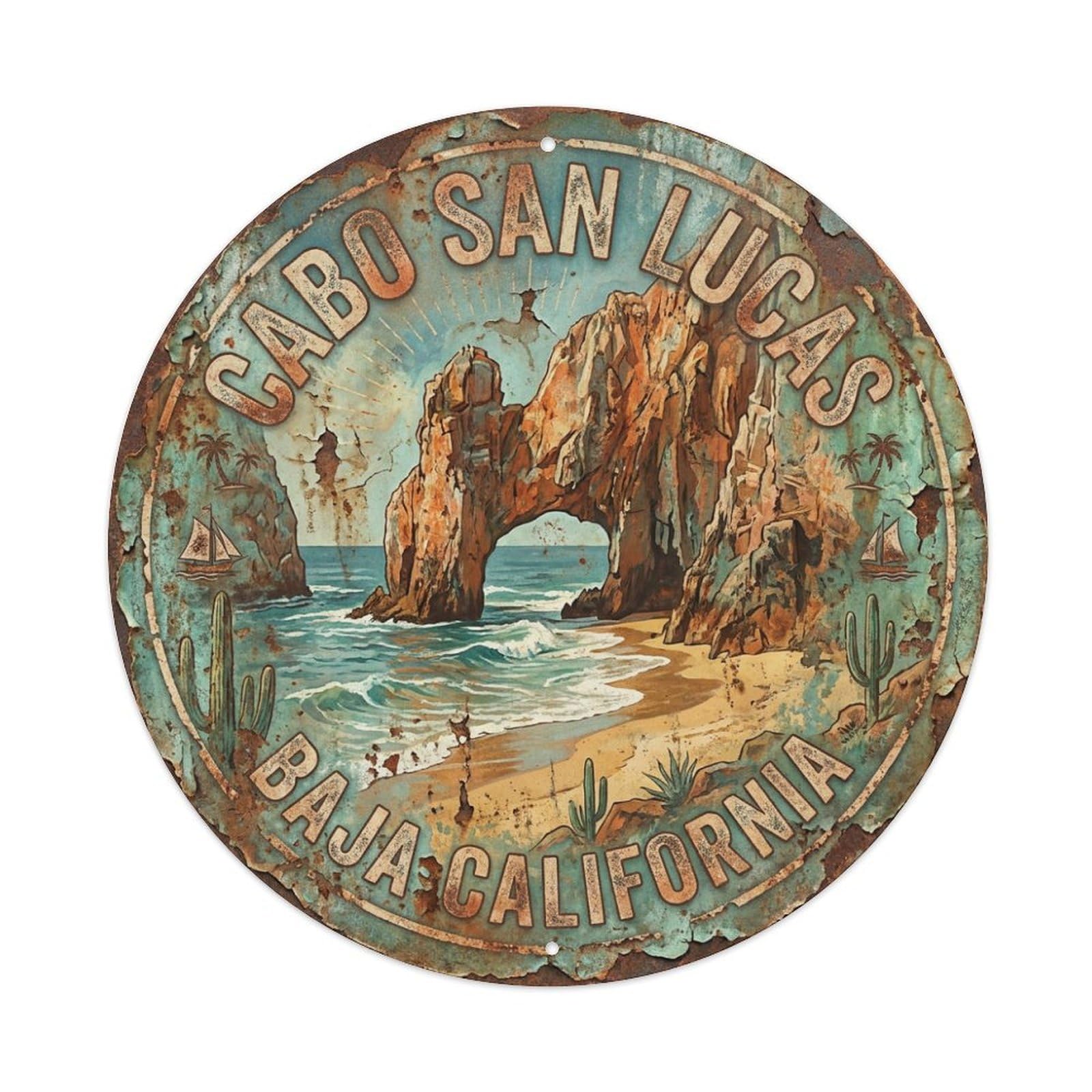 Galvaxio Style Retro Travel Mexico Cabo San Lucas Metal Tin Sign