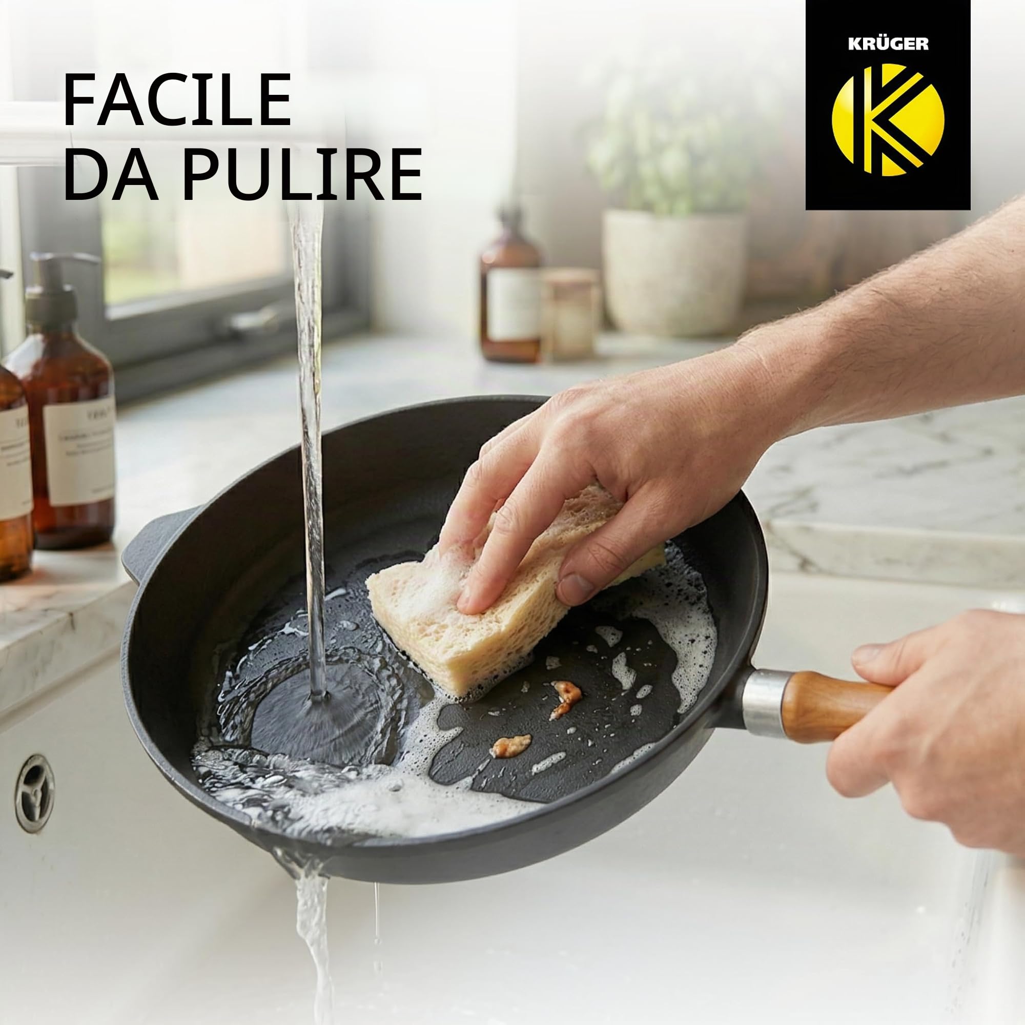 Karl Krüger 60028 Rustica Padella in ghisa, Nera, 28 cm