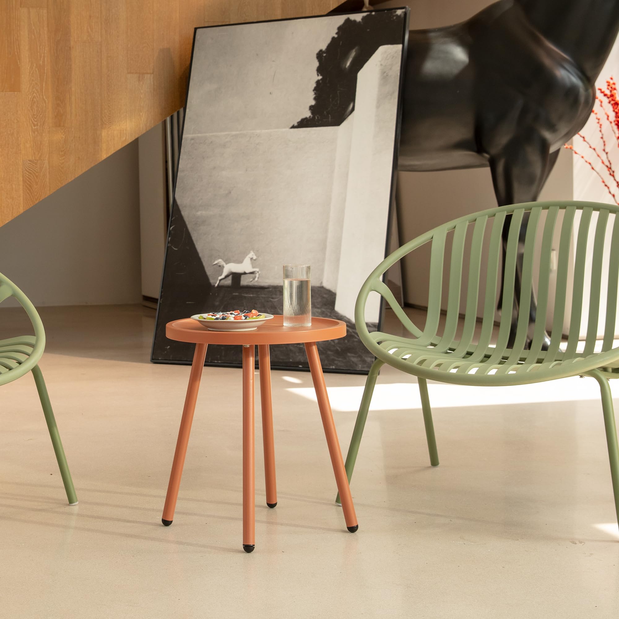 Amazon｜Werph(ワーフ) スモールラウンドサイドテーブル オレンジ - 4