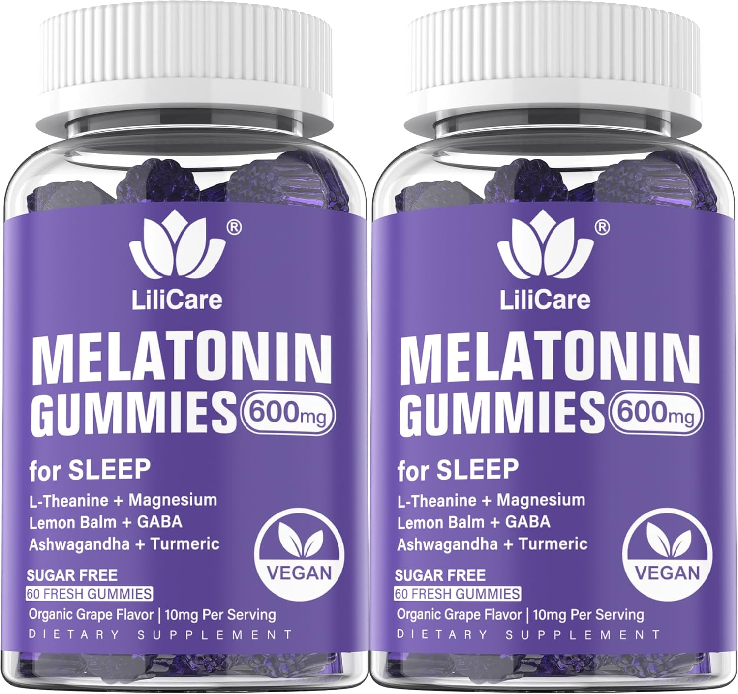 Melatonin 20mg Gummies for Adults (2 Packs) Extra Strength with L-Theanine, Ashwagandha, Magnesium, Turmeric, GABA, Lemon Balm and Chamomile for Supports Healthy Circadian Rhythm, Grape Flavor, 120ct