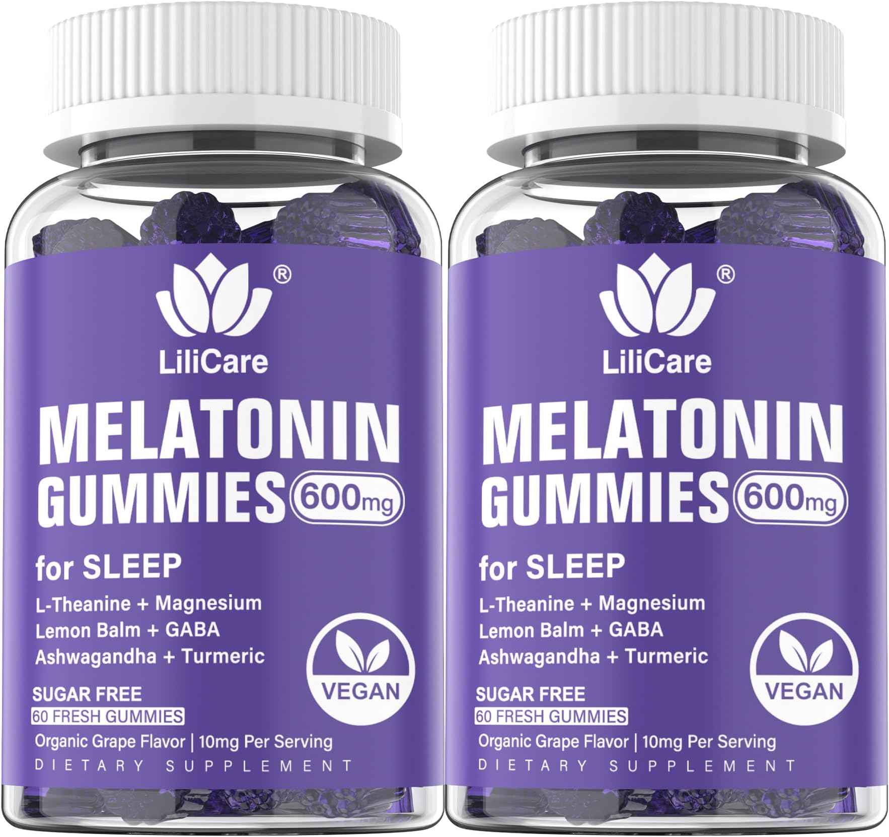 Melatonin 20mg Gummies for Adults (2 Packs) Extra Strength with L-Theanine, Ashwagandha, Magnesium, Turmeric, GABA, Lemon Balm and Chamomile for Supports Healthy Circadian Rhythm, Grape Flavor, 120ct