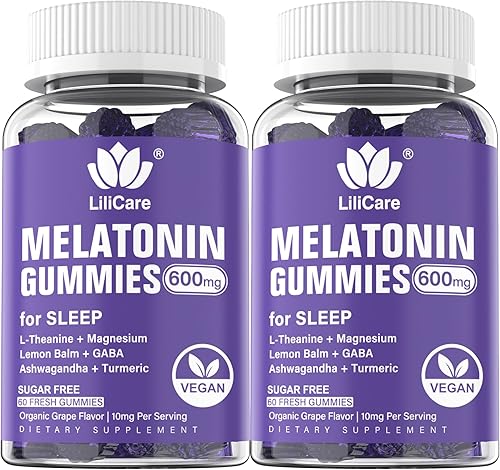 Gomitas de melatonina de 20 mg para adultos (2 paquetes) extra fuertes con L-teanina, ashwagandha, magnesio, cúrcuma, GABA, bálsamo de limón y