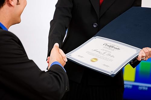 Miniatura 3 de Paquete de 25 portacreditados, 25 tapas de certificados para papel de tamaño carta, 8.5 x 11 pulgadas, carpetas de certificados, azul marino, 9 x