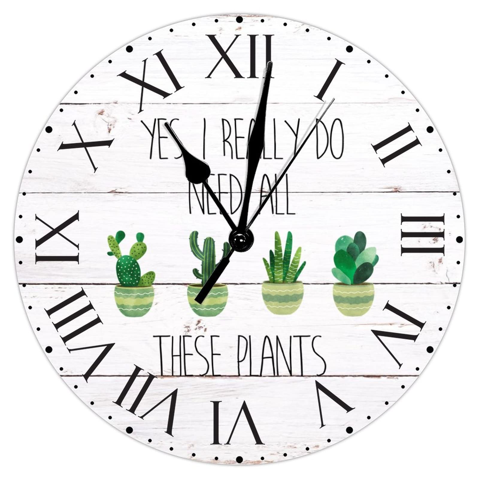 Horloge murale plantes pour salon : décoration verte et silencieuse de 30 cm