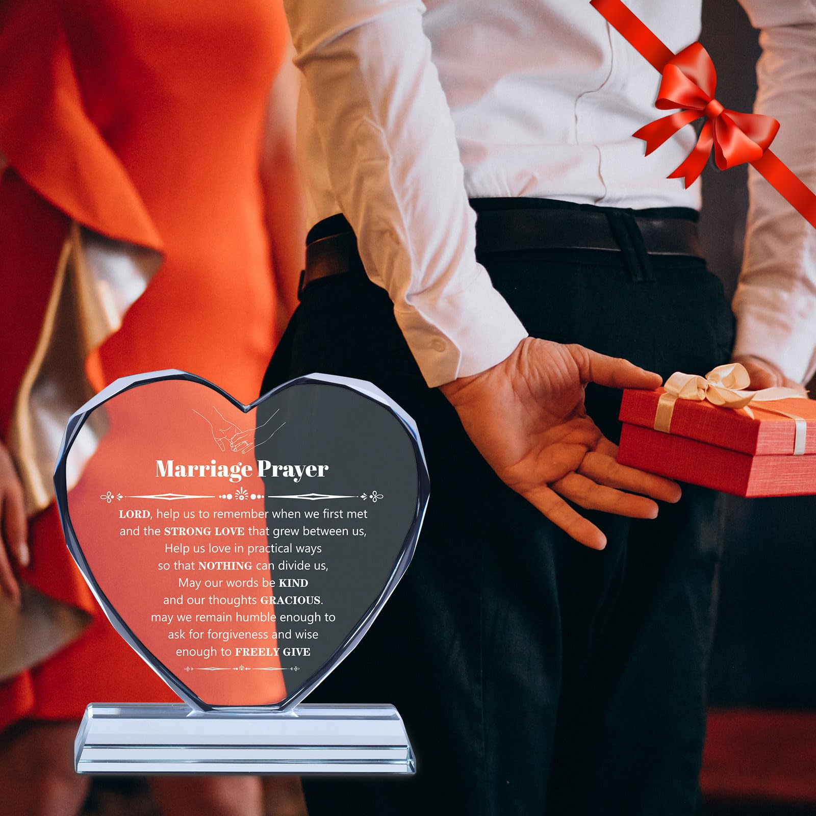 Regalos de boda para parejas 2024, regalos de boda, placa de oración de matrimonio, cristal K9 único con citas inspiradoras, regalos de aniversario de boda para parejas, regalos de señor y señora