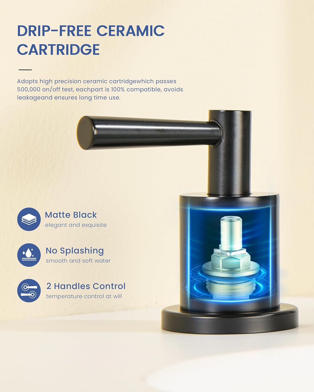 Bathroom Faucet with Sprayer - Matte Black Bathroom Faucet 3 Holes - Widespread Sink Faucets 2 Handles - Pull Down Vanity Faucets with Pop Up Drain and Supply Lines - Image 7